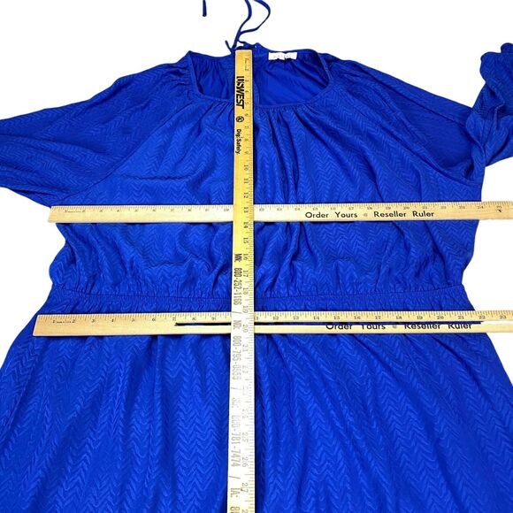 Skies Are Blue Dress Womens 3X Blue Lined Cinched Waist Round Neck Pullover - Picture 4 of 16